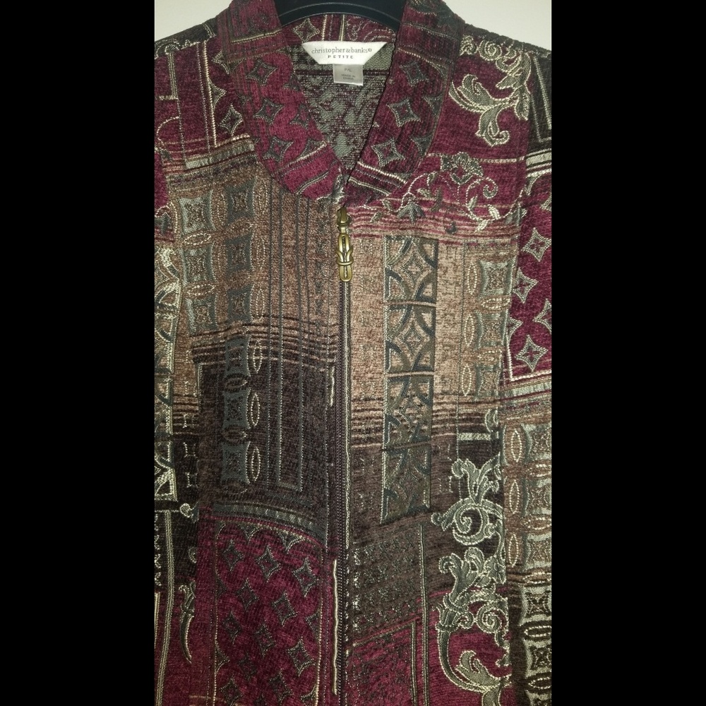 Christopher & Banks Patchwork Zip Up Blazer - image 2